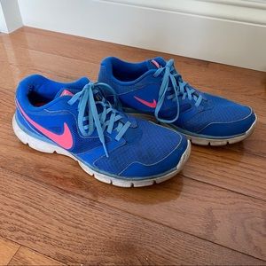 Blue and pink Nike sneakers
